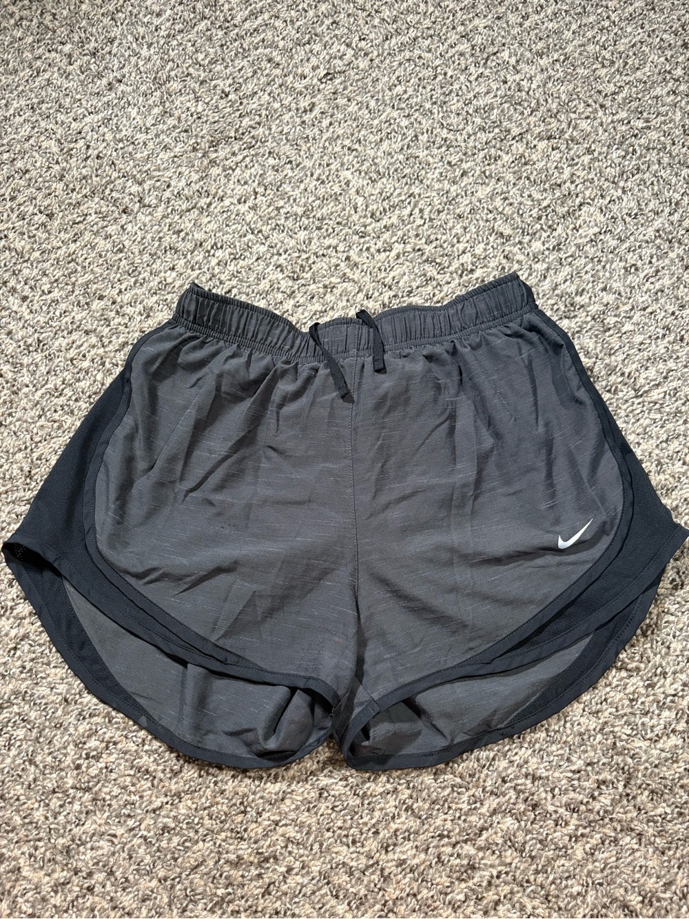 Nike Women's Black and Dark Gray Athletic Running Shorts